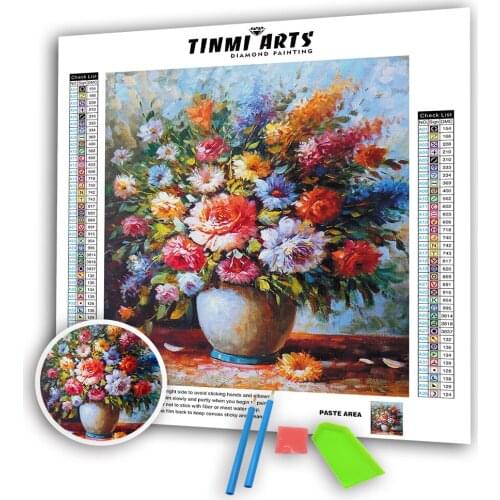 Flowers Full Round Diamond Paint Flowers Needlework Pattern Diamond Embroidery Picture Full Rhinestone Christmas Home Decor