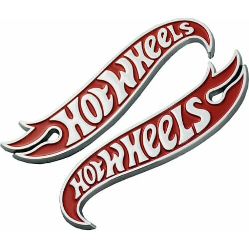 Hot Wheels Logo Side Fender Lid Hood Badges Emblems Camaro Chome Red / Blue / Black (20pair)