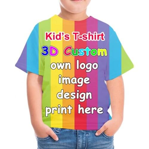 Customized Kids T Shirt 3D Print T-shirt For Children Personalized Birthday T-shirts Your OWN Design Boy And Girl Clothes DIY