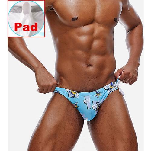 Mens Sexy Bikini Swimsuit Swimwear Quick Dry Print Low Rise Swim Briefs Beach Board Shorts Surf Trunks Bathing Suit Beachwear