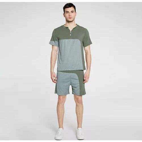 Summer mens short sleeve leisure sports 2-piece shorts beach pants quick drying fitness sportswear mountaineering suit