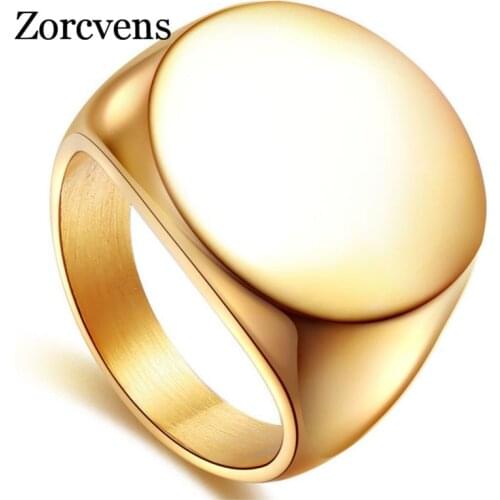 ZORCVENS 2020 High Polished Signet Solid Stainless Steel Fashion Mans Ring 316L Stainless Steel Biker Unique Ring for Men