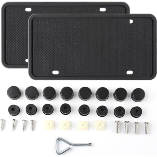 Car Modification Silicone License Plate Frame Rust-proof Rattle-proof Weatherproof Stainless Steel Screw High-grade