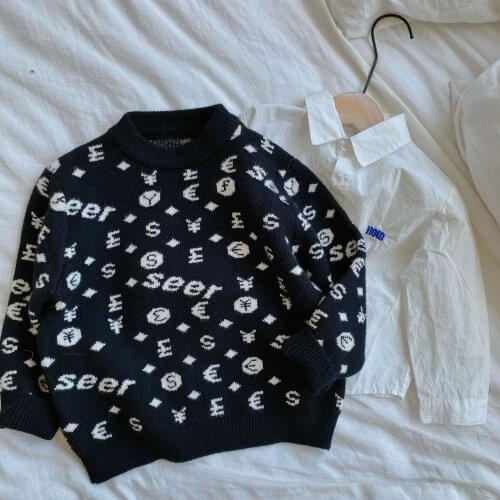 Fashion New Chldrens Sweaters 2020 Autumn Korean Style Baby Boys Pullovers Sweaters Kids Casual Print Knitted Jacket Sweaters