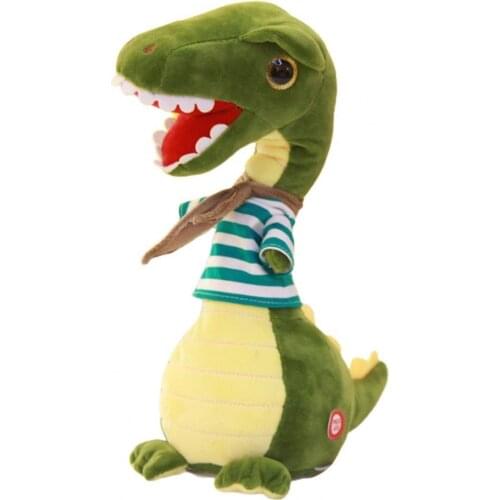 Musical Dinosaur Plush Toy Lighting Twisting Neck Electric Green Dinosaurs Stuffed Toys Children Creative Cute Bauble Home Decor
