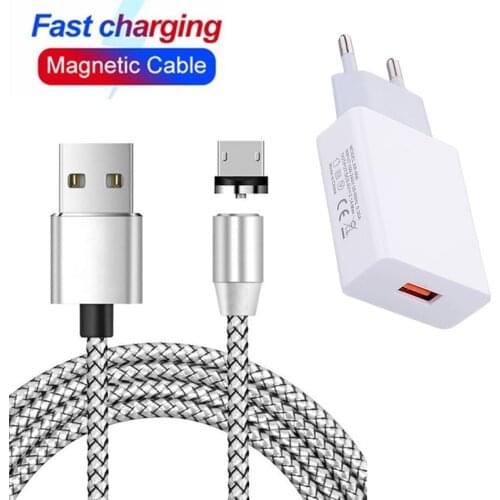 Fast charging wall charger Adapter For Samsung Huawei honor 10i 9X 9A 20 Xiaomi Redmi Note 5 4 7 Magnetic USB Cable For iphone 7
