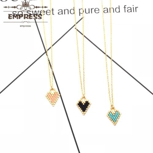 FAIRYWOO New Fashion Sweet Heart Necklace Miyuki Handmade Jewelry For Women Kid Gifts Japan Glass Bead Necklace Cute Choker Gold