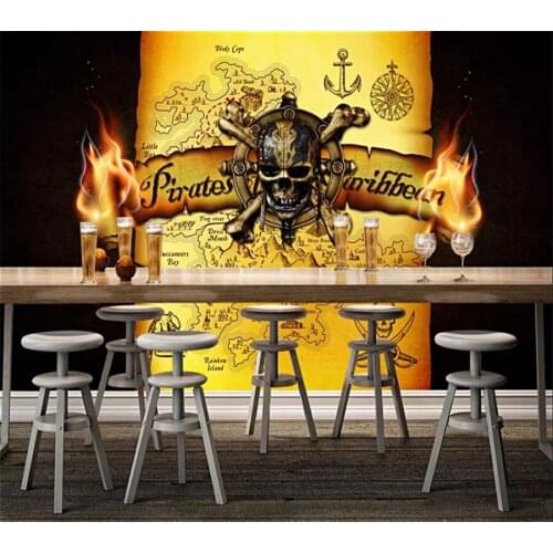 Beibehang Custom Wallpaper 3d Photo Mural European and American wallpaper Retro Nostalgic Pirate Bar TV Background 3d wallpaper