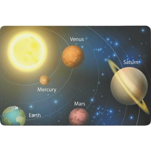 Soalr System Planets Orbiting the Sun Anti-slip Door Mat Home Decor, Universer Space Indoor Outdoor Entrance Doormat Rubber