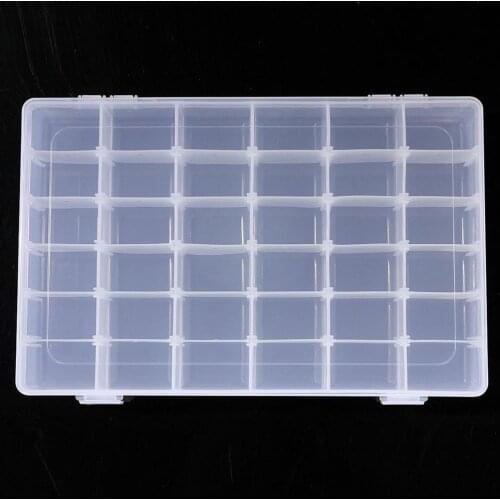 1pcs Square Transparent Plastic Storage Box Case 36 Slot Adjustable for Pils Jewelry Beads Earring Case Organizer