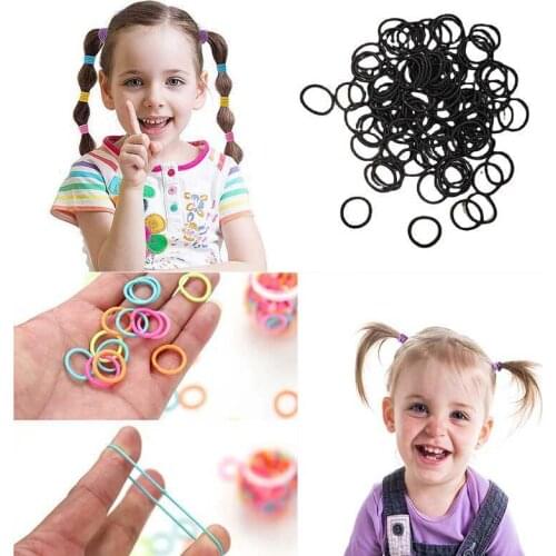 100pcs Girls Candy Color Hair Bands Elastic Rubber Band Hair Accessories Ponytail Holder Gum Headwear Korean Kids Ornaments 2cm