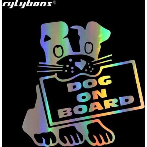 Rylybons New 16CM*16.4CM Car Stickers DOG ON BOARD Decal Puppy Pet Love Vinyl Car Sticker Car Accessories for Auto Products