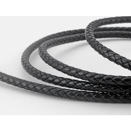 3meter Genuine Leather Cord 6mm Bolo Braided Weaved Round Leather Cord For Diy Bracelet Necklace Jewelry Rope Cord Accessories