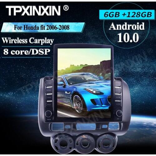 Tesla Style For Honda fit 2006-2008 AUTO Android Wireless Carplay Car GPS Navigation Stereo Receiver 6+128G Car Radio player