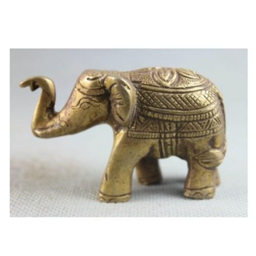 Tibet Tibetan Buddhism Brass Lucky Religion Fengshui Fu Elephant Statue Figure K