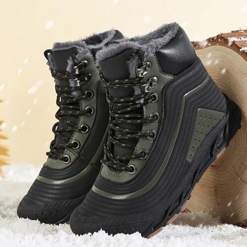 Unisex Outdoor Camping Hiking Shoes Women Plush Warm Casual Sneakers Male Non-slip Trekking Walking Boots for Kid Size 28-44