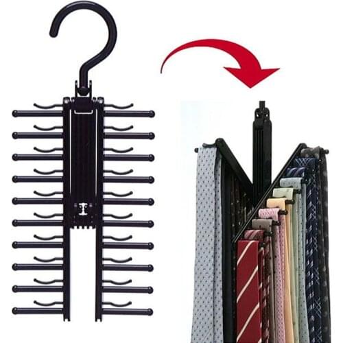High Quality 360 Degree Non-slip Holder Hanger Rotating 20 Tie Rack Closet Organizer Neck Ties Necktie Belt Scarves Hot Sale
