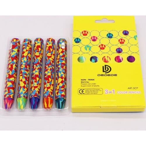 DEDEDE Wax Crayon Candy Color Crayons 5pcs Creative Graffiti Kawaii 3 in 1 Colored Pencils Child Safety Painting Non-toxic