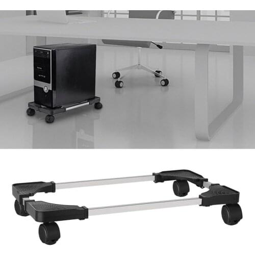 360 Degree Rotating Movable Computer Mainframe Desktop Computer Mainframe Cooling Base Adjustable Mainframe Rack With 4 Pulleys