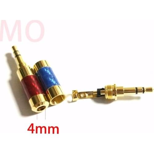 1PCS The carbon fiber 1/8 "3.5mm Stereo Male Plug Audio Plug (blue+red)