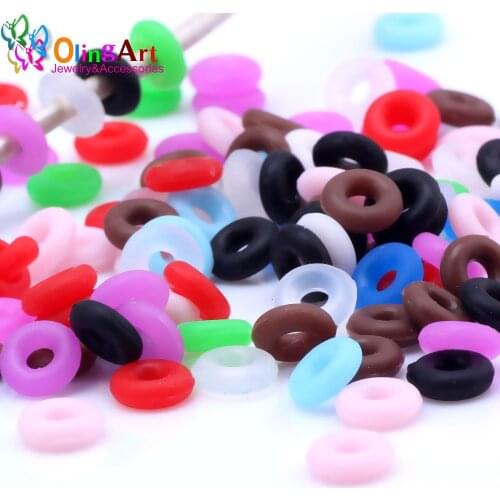 OlingArt 100PCS/LOT 4.5mm/6mm/7mm/8mm Rubber Stopper Rings Charms Fit Leather rope non-slip Jewelry Making DIY Positioning Beads