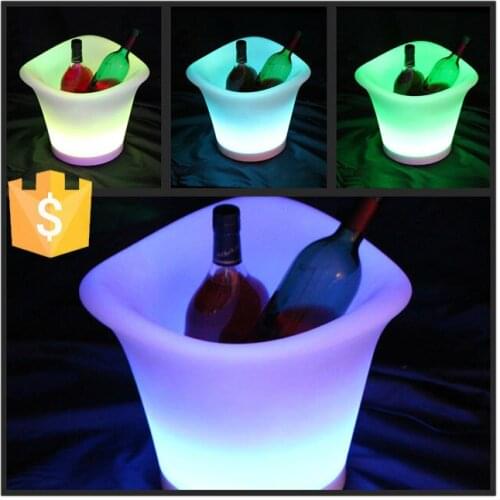 16 color changing luminous plastic beer rechargeable led ice bucket Illumianted waterproof IP65 wine cooler 12pcs/Lot