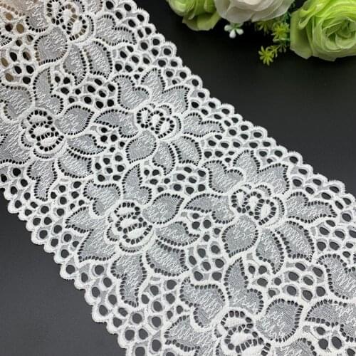 3y/lot 22.50cm Nice Floral Elastic Lace Trim Cream Skirt Hem Underwear Sewing Craft DIY Apparel Fabric Lace Doll Material