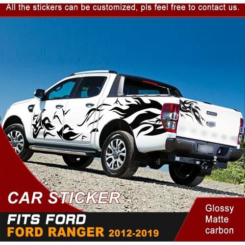 Car Decals Side Body and Tail Door Feather Graphic Vinyl Car Sticker Fit For Ford Ranger 2012 2013 2014 2015 2016 2017 2018 2019