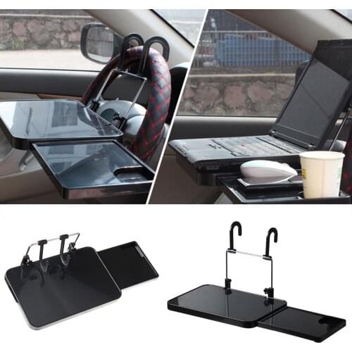 Steering Wheel Auto Drinks Holder Universal Foldable Car Table Laptop Desk Computer Rack Shelf with Drawer Hook