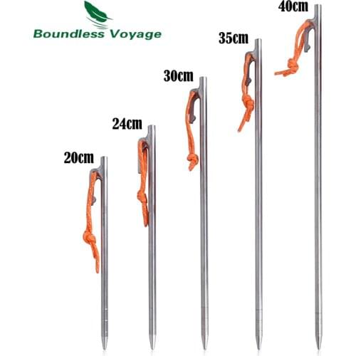 Boundless Voyage Titanium Tent Pegs Camping Tent Nails Stakes Heavy Duty Ground Pin Tent Accessories for Hard Ground 4/6pcs