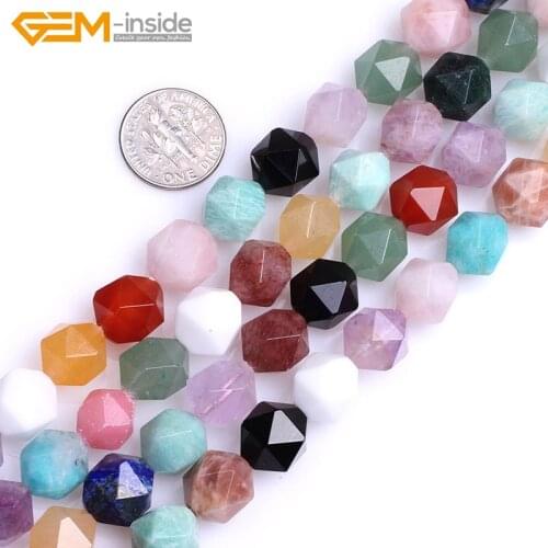 Gem-inside 6-12mm AAA Grade Natural Stone beads Faceted Multicolor Semi Precious Cambay Beads For Jewelry Making 15'' DIY Beads