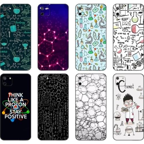 Black tpu Case For OPPO Realme C11 C20 C21 Case Back Cover Bumper Biology and Chemistry