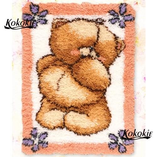 Diy tapijt latch hook rug canvas 3d printing vloerklee foamiran for needleworksets knooppakket fat bear crochet tapis home decor