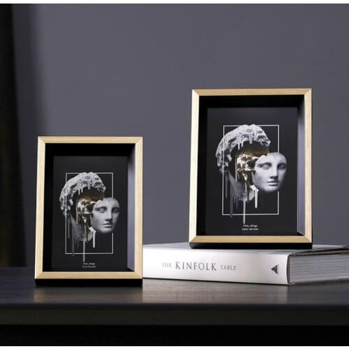 European Solid Wood Gold Photo Frame Display Stand Personality Creative 6 Inch 7 Inch Photo Frame Decorations Desktop Ornaments