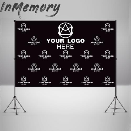 Customize logo backdrop Photography background size kids birthday party baby shower wedding photozone logo wallpaper banner