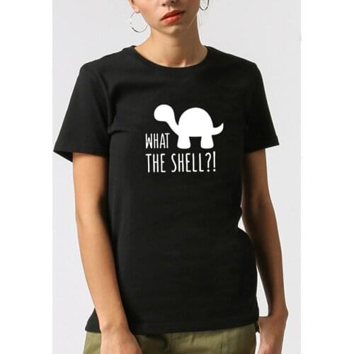 What The Shell Printed Short Sleeve T-shirt Women Summer Short Sleeve O-neck Cotton Tshirt Women Casual Loose Tee Shirt Femme