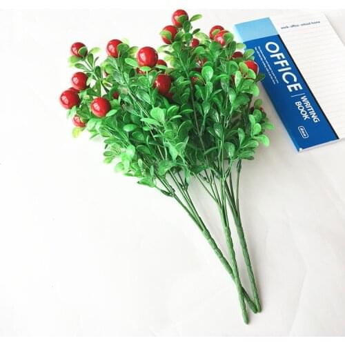 5Forks 34cm Artificial Chilli Cherry Green Tree Plants Home Garden Bedroom Living Room Party Decoration Fake Plants Flowers