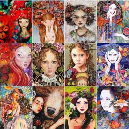 Cute Girl Diamond Painting Garland 5D Diy Hand Inlaid Cross Stitch Embroidery Mosaic Kit Wall Decoration Craft Gift Design