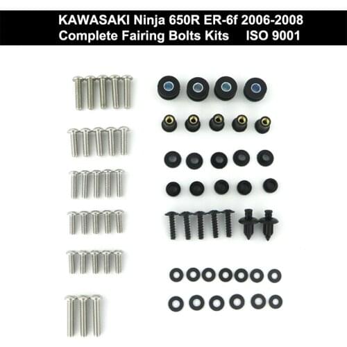 Fit For Kawasaki Ninja 650R ER-6f 2006-2008 Motorcycle Complete Cowling Fairing Bolts Kit Speed Nuts Stainless Steel NINJA650 R