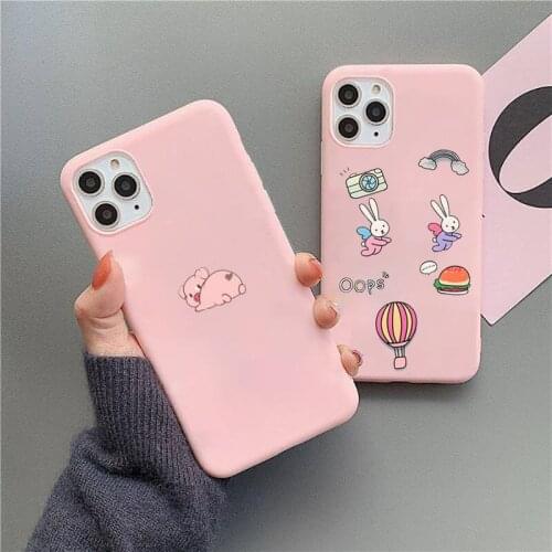 Creative couple animal Phone Case Candy Color for iPhone 6 6S 7 8 11 12 XS X SE 2020 XR mini pro Plus MAX mobile bags