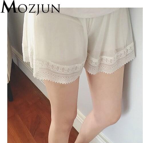 Lace Sleepwear Pajama Shorts Elastic Waist Womens Sleep Bottoms Casual Panties For Women Costume Brand Mozjun #MZ21