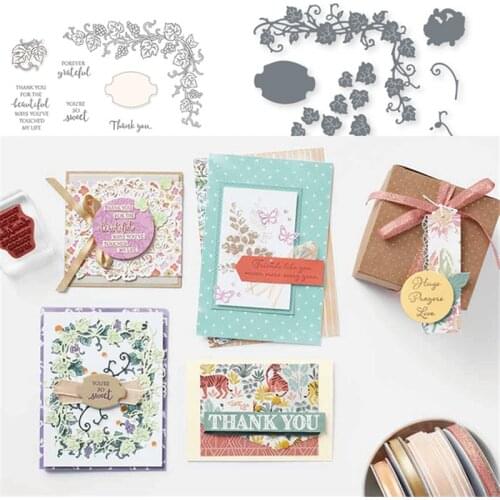 Forever Grapevine Metal Cutting Dies and Stamps Scrapbooking Craft Die Cut Stencil Card Making Mould Sheet Decor Template