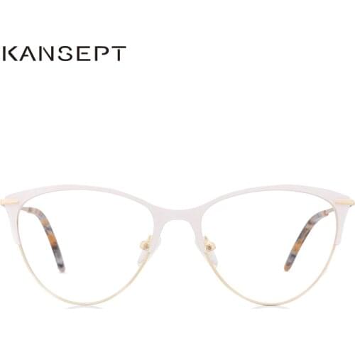 Metal Glasses Frame for Women Prescription Optical Cat Eye Eyeglasses Frame White Popular Eyewear High Quality#3751