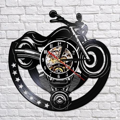 Motorcycle Wall Clock Motorcycle Accessories Retro Vinyl Record Wall Clock Modern Design for Living Room Home Decoration Gift