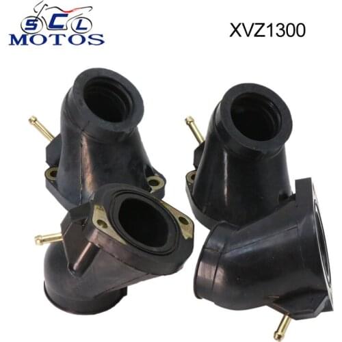 Sclmotos- 4 pcs Motorcycle Carburetor Carb Intake Interface Manifold Boots Joint For Yamaha XVZ1300 Royal Star 1996-2001 Rubber