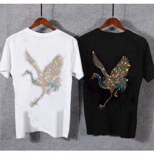 Mens Hot drill tshirt e Casual Rhinestone TShirts Designer short Sleeve Standard-fit Stylish Tops