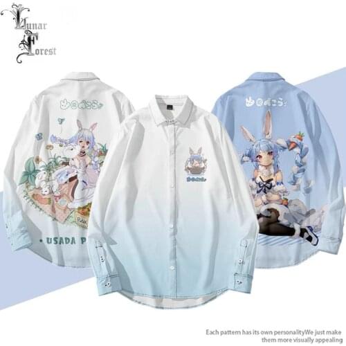 VTuber Usada Pekora 3D Printing Unisex Shirt Women/Men Casual Cool Loose Button Streetwear Overclothes Oversize