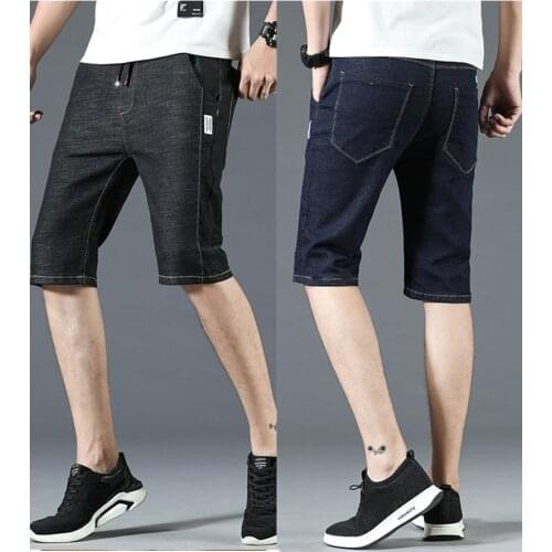 2021new Mens Denim Shorts High Quality Tencel Short Jeans Cotton Straight Short Jean Male Slim Solid color Jean Shorts Clothing