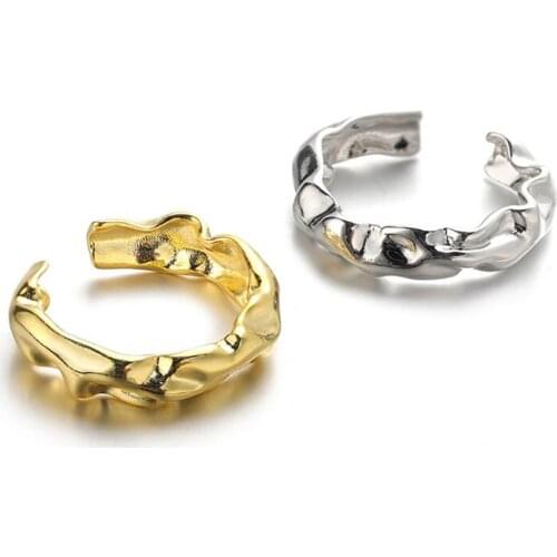 Stainless Steel Hammer Gold Irregular Hip Hop Men Finger Ring Jewelry Gift For Him