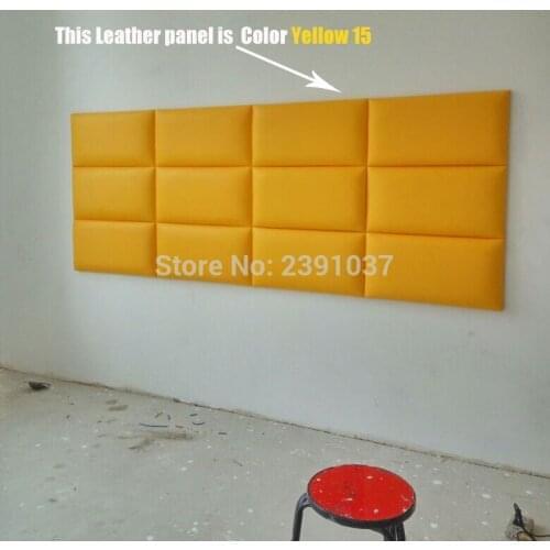 Brand New American Style Soft Yellow Leather Panel luxury decorative art TV Room sofa backgroumd wallpaper 12pcs 60*30*3.5CM